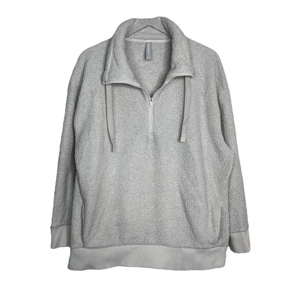 Athleta Talus Sherpa Half Zip Long Sleeve Sweatshirt Cream Womens XL - Picture 1 of 8